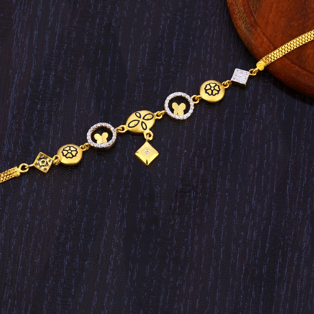 916 Gold Ladies Plain Bracelet LB351