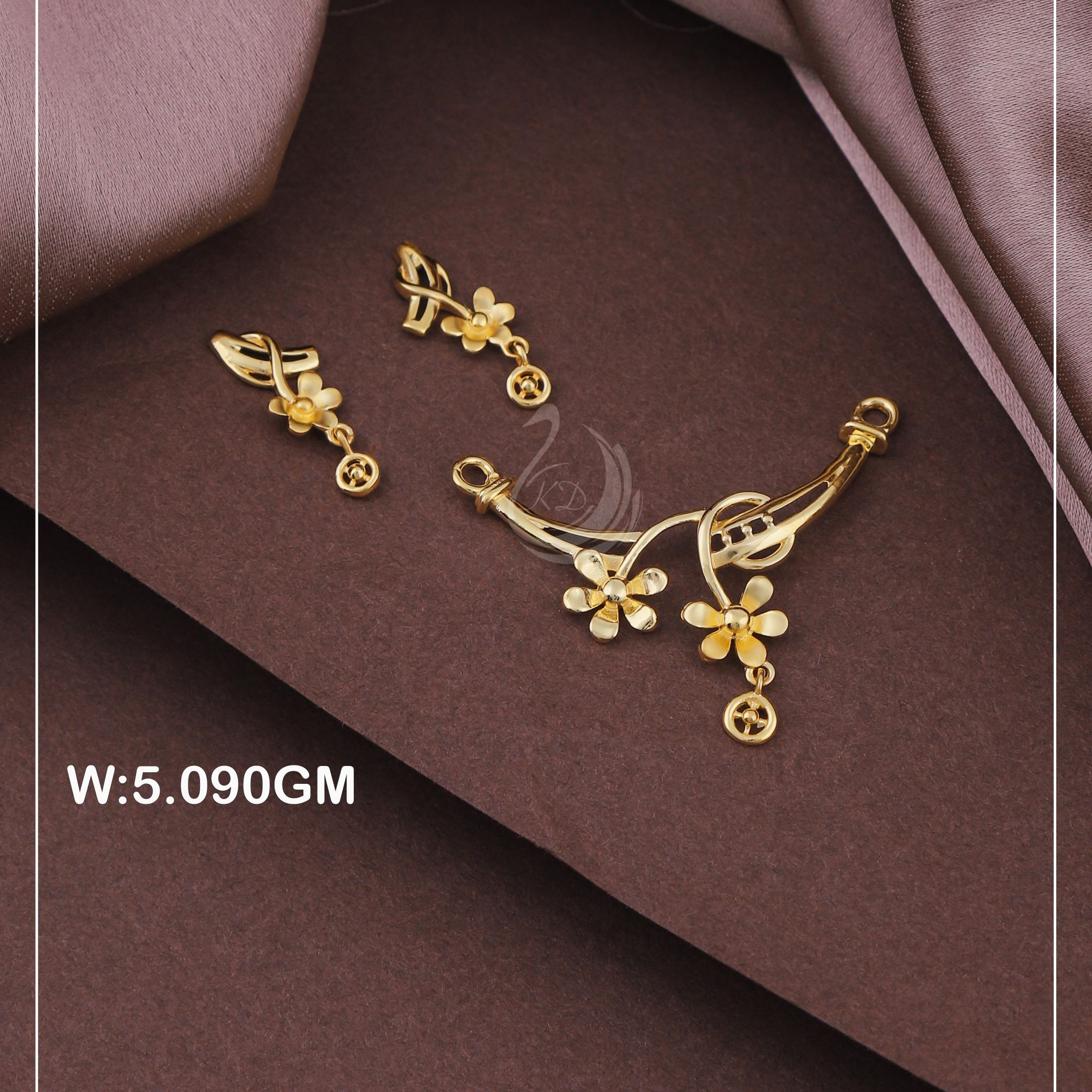 916 Gold Trending Flower Design Pendant Set PS1