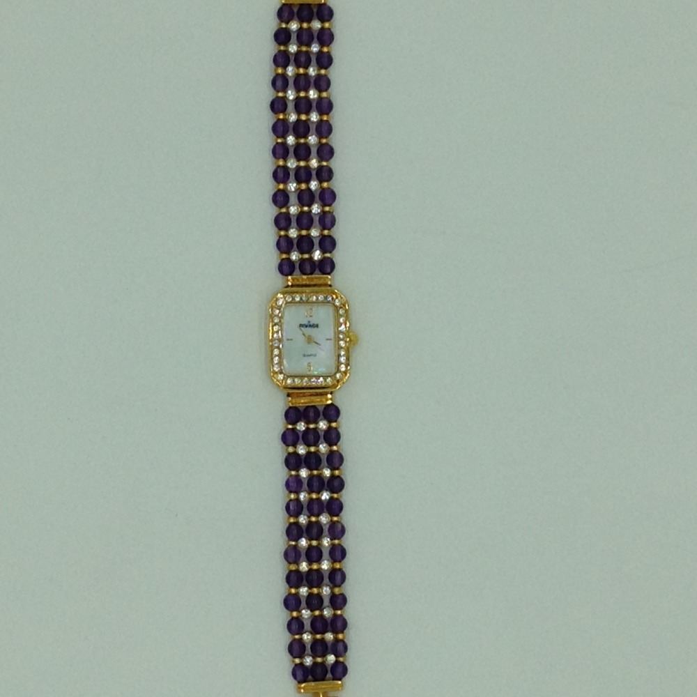 Natural amethyst round beeds 3 layers watch jbg0242