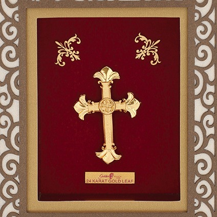 (18.5x21 cm) cross divine photo frame 24 k gold LEAF