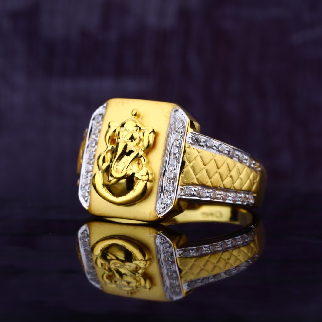 Buy quality Mens 22K Gold Ganpati Gold Cz Ring-MGR55 in Ahmedabad