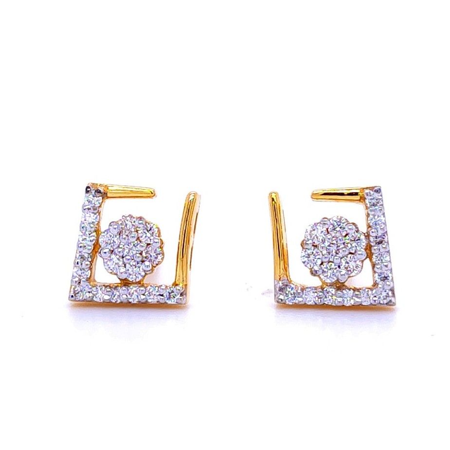 Elegant Gold Polish American Diamond Stud Earrings