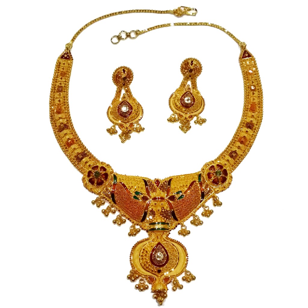 22k gold kulkatti half necklace set mga - gn0049