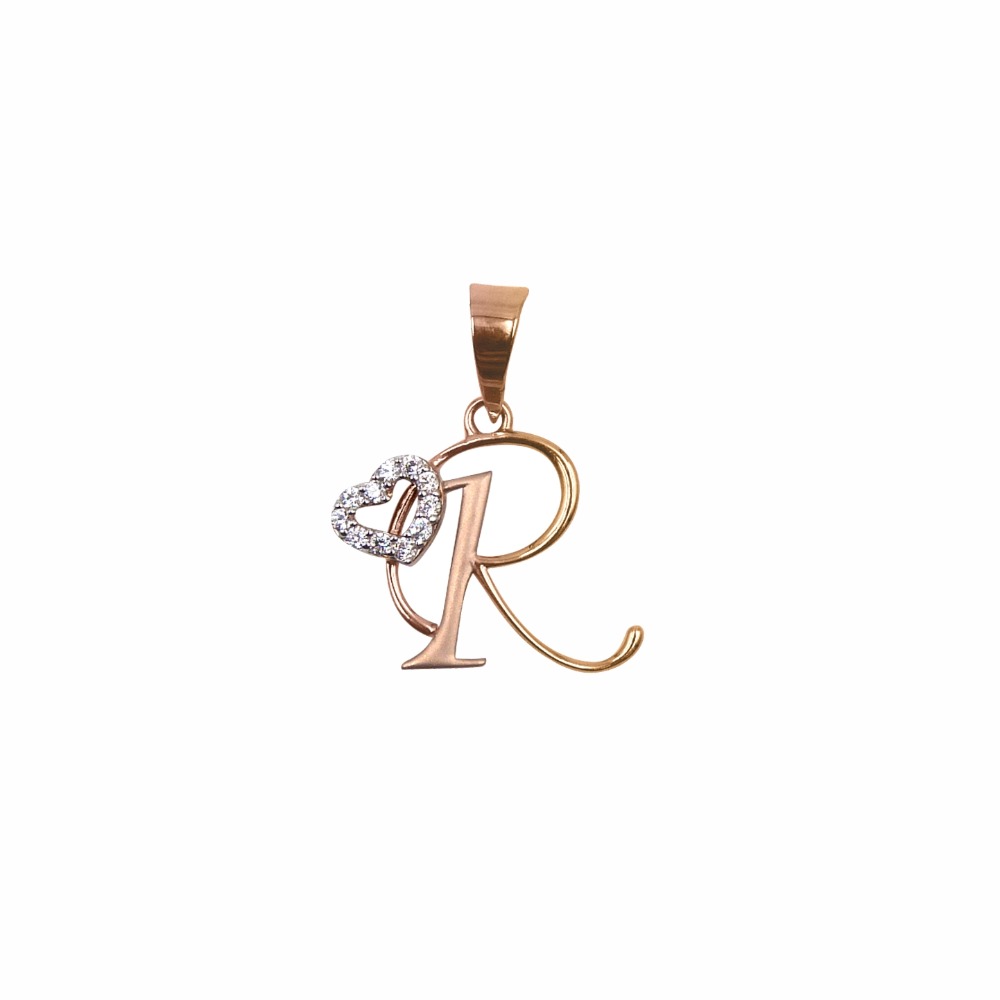 'R' Alphabet 18k Rose Gold Pendant