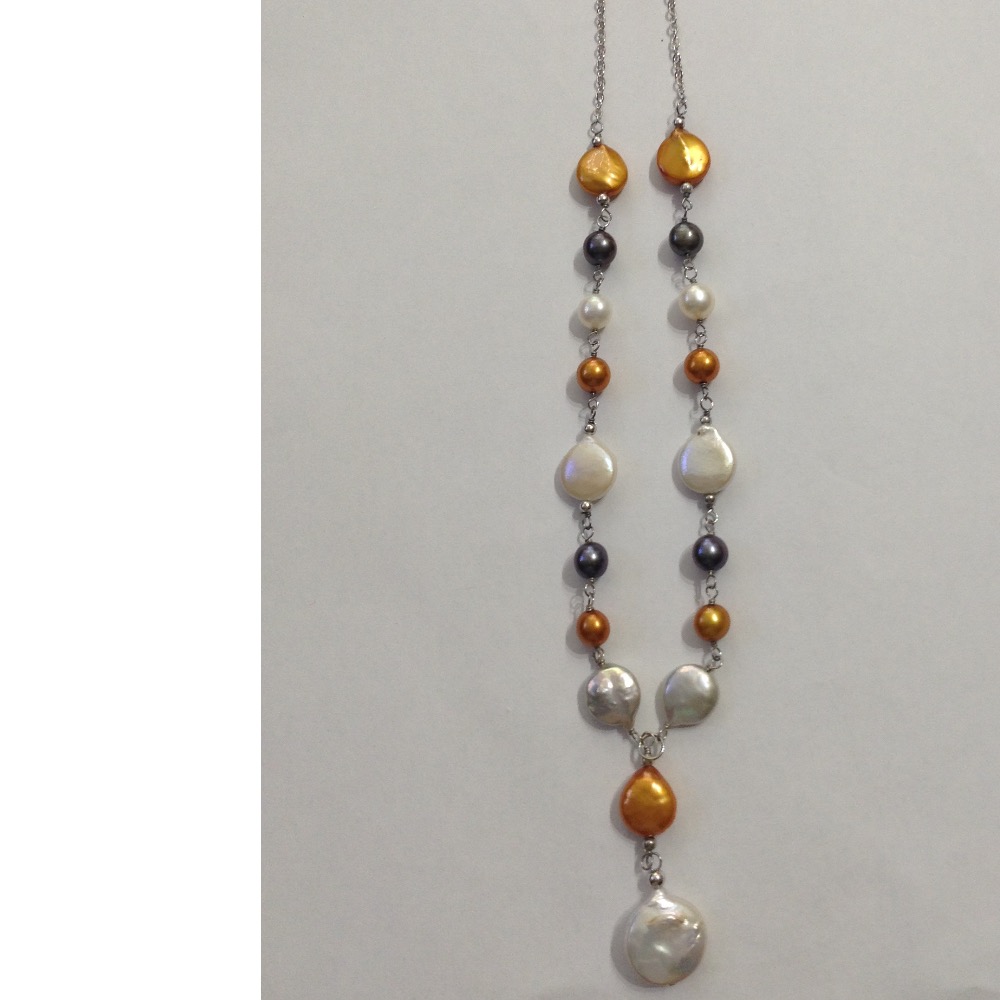 Freshwater Multicolour Baroque Pearls Silver Chain