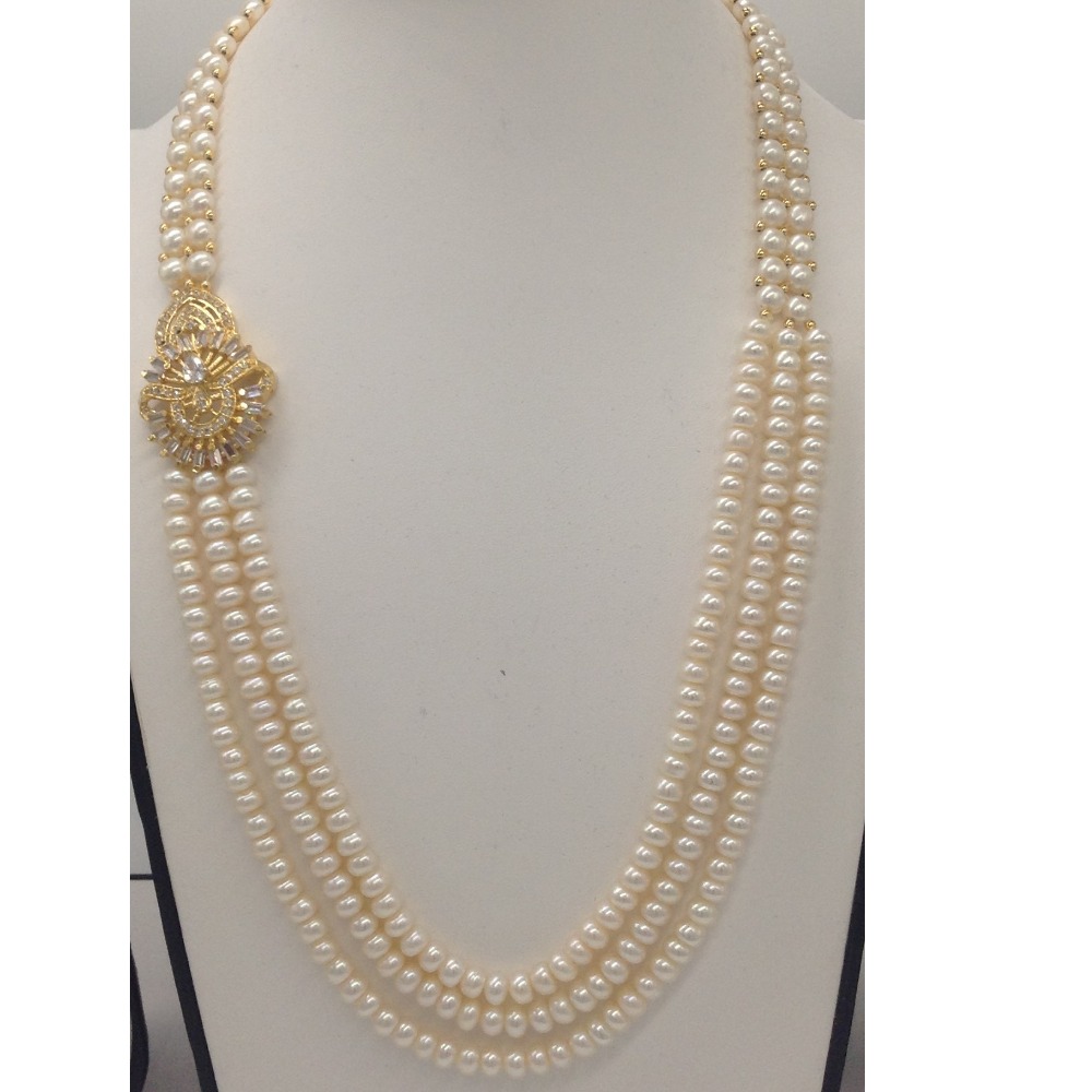 Freshwater White Flat Pearls 4 Layers Broach