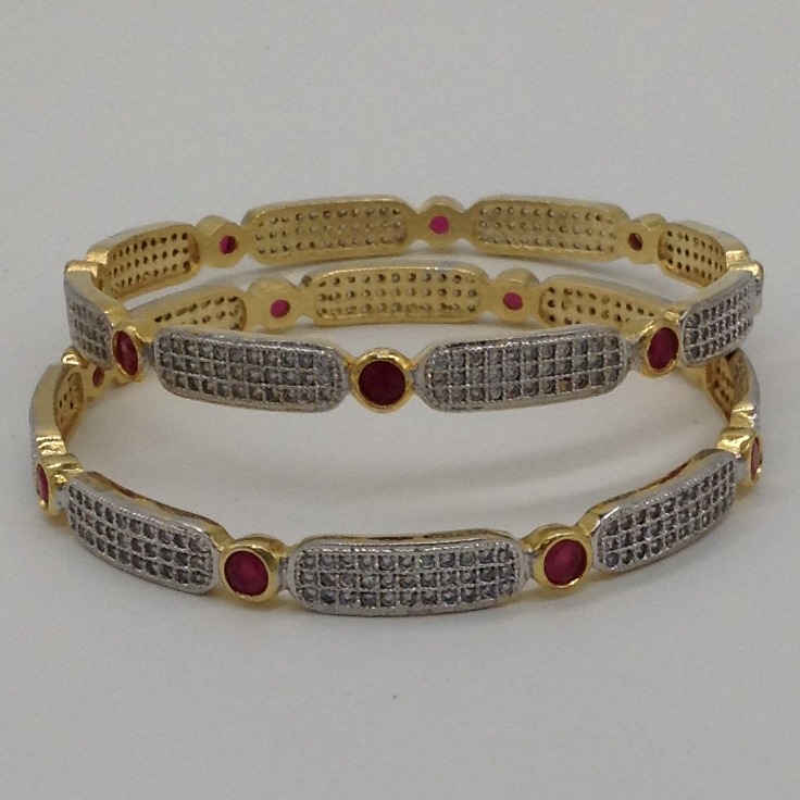 White and red cz bangles jbg0007