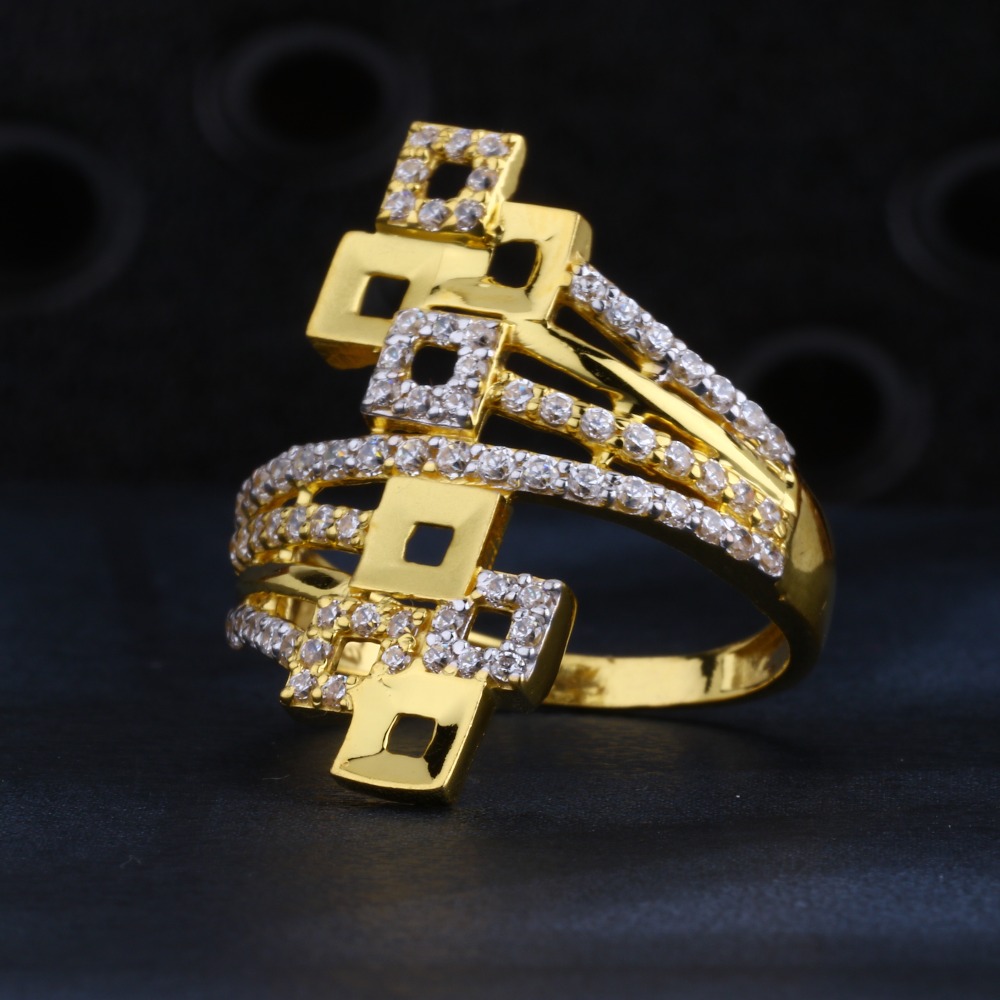 916 cZ gold Fancy hallmark ladies ring lR1404