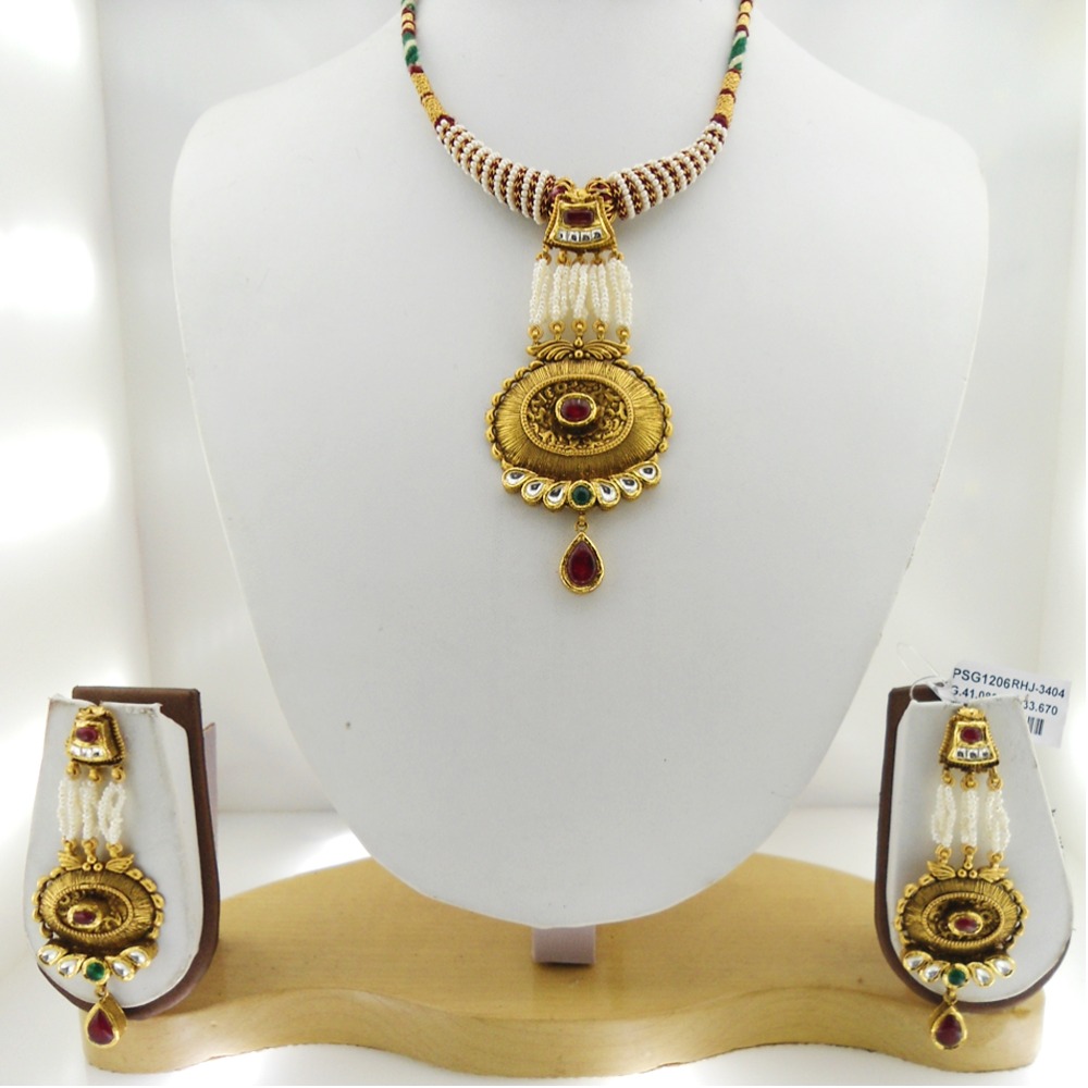 916 Gold Antique Bridal Necklace Set RHJ-3404
